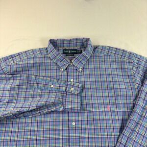 Polo Ralph Lauren Shirt Men 3XB Big Blue Pink Plaid Button Up Classic Fit Preppy